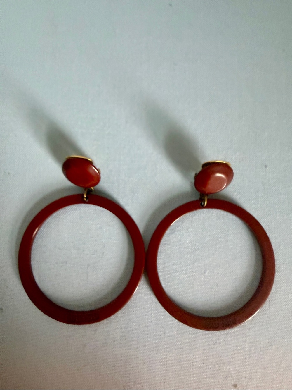 Vintage Y2K Miu Miu Brown Melamine Clip On Hoop Mod Earrings